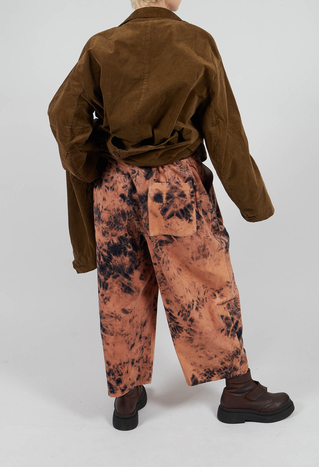 Wide Leg Trouser in Brown Print