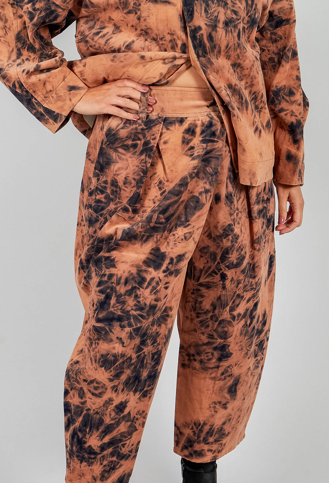 Wide Leg Trouser in Brown Print