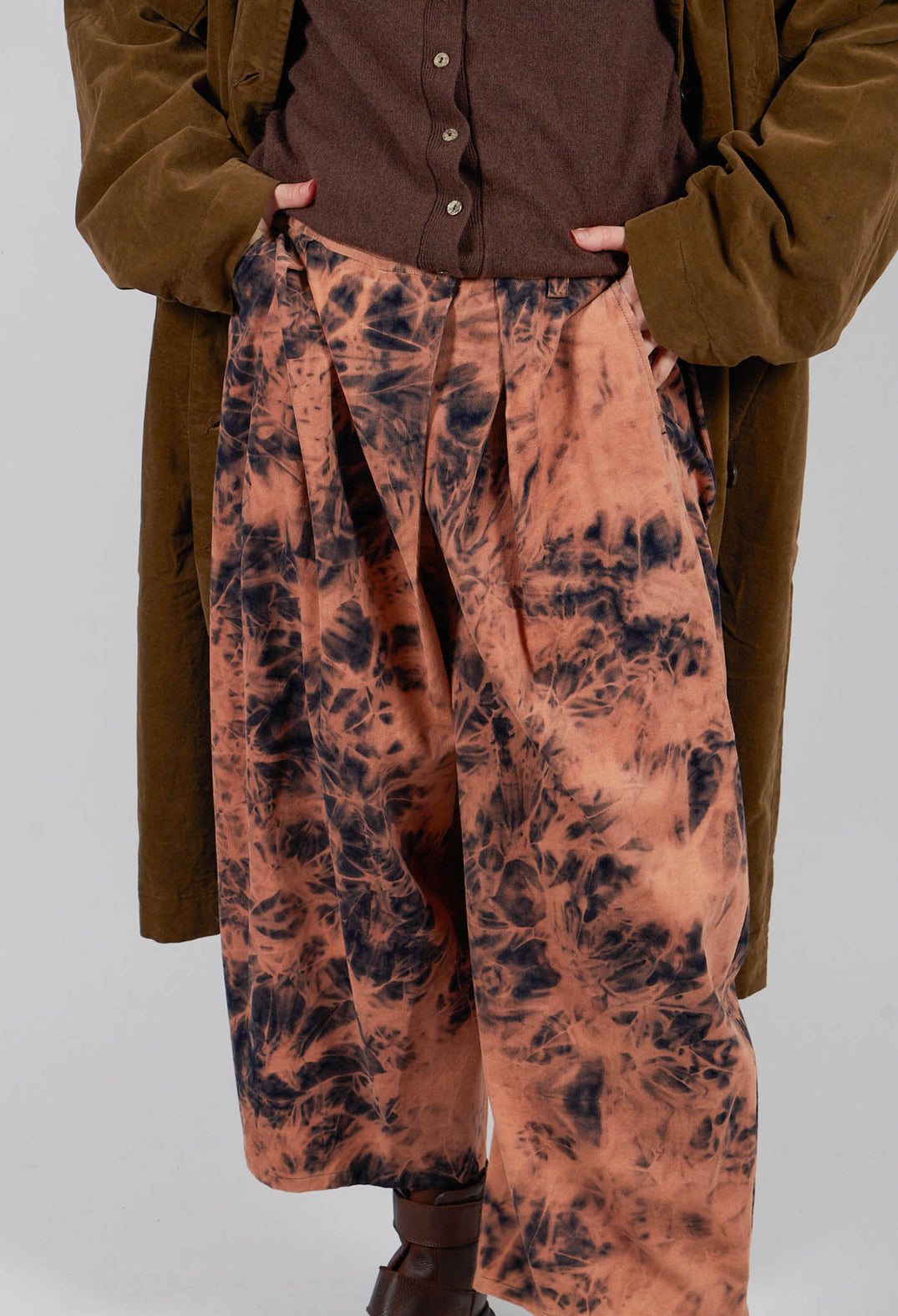 Wide Leg Trouser in Brown Print
