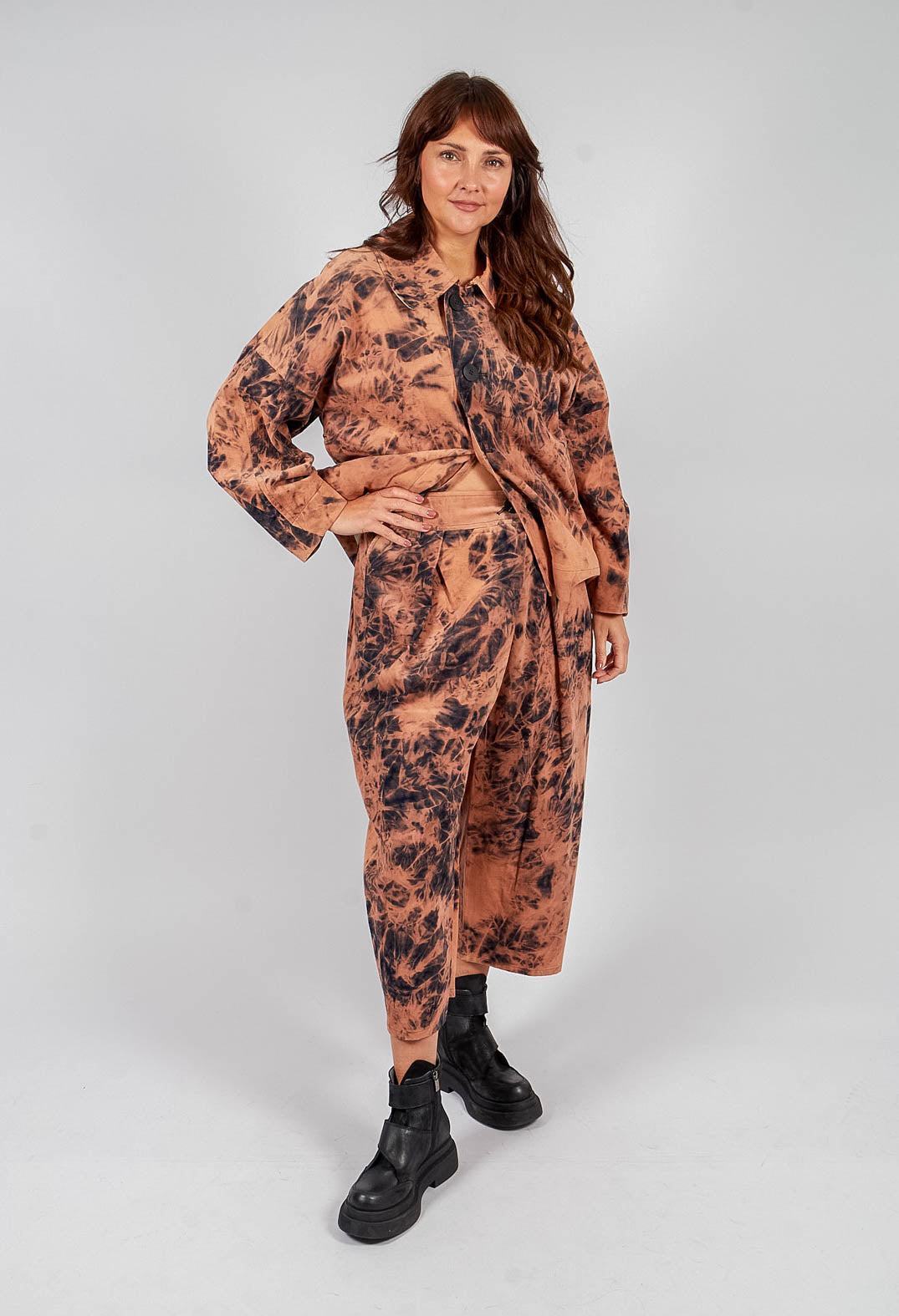 Wide Leg Trouser in Brown Print
