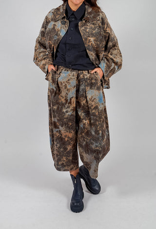 Wide Leg Trouser in Blue Print
