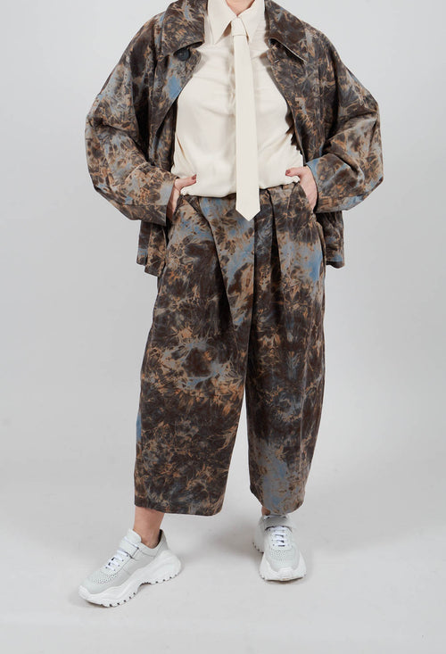 Wide Leg Trouser in Blue Print