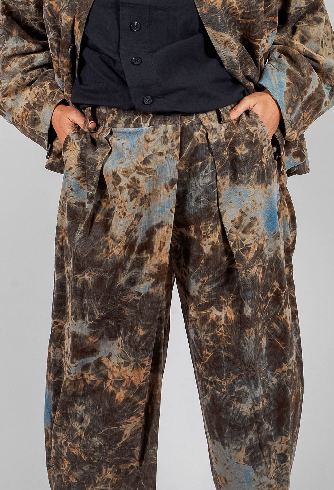 Wide Leg Trouser in Blue Print