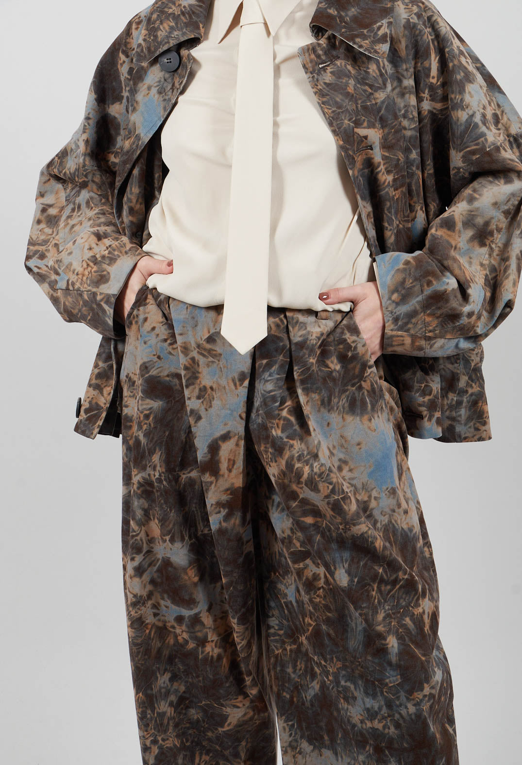 Wide Leg Trouser in Blue Print