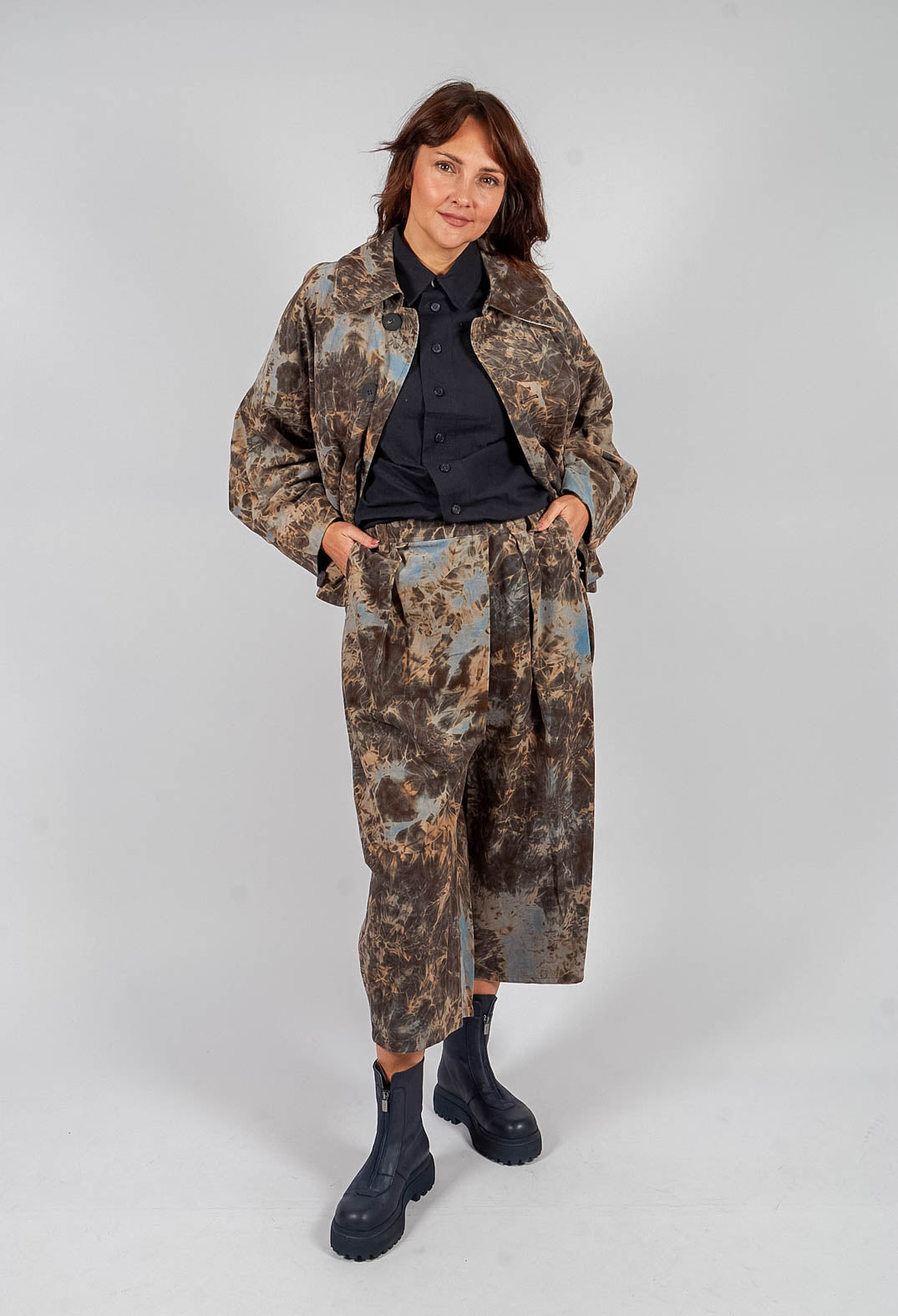 Wide Leg Trouser in Blue Print