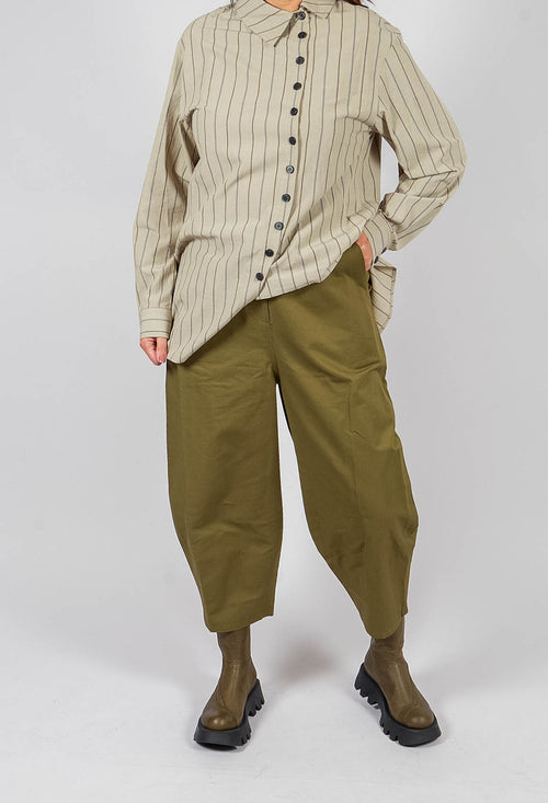 Barrel Leg Trouser in Khaki