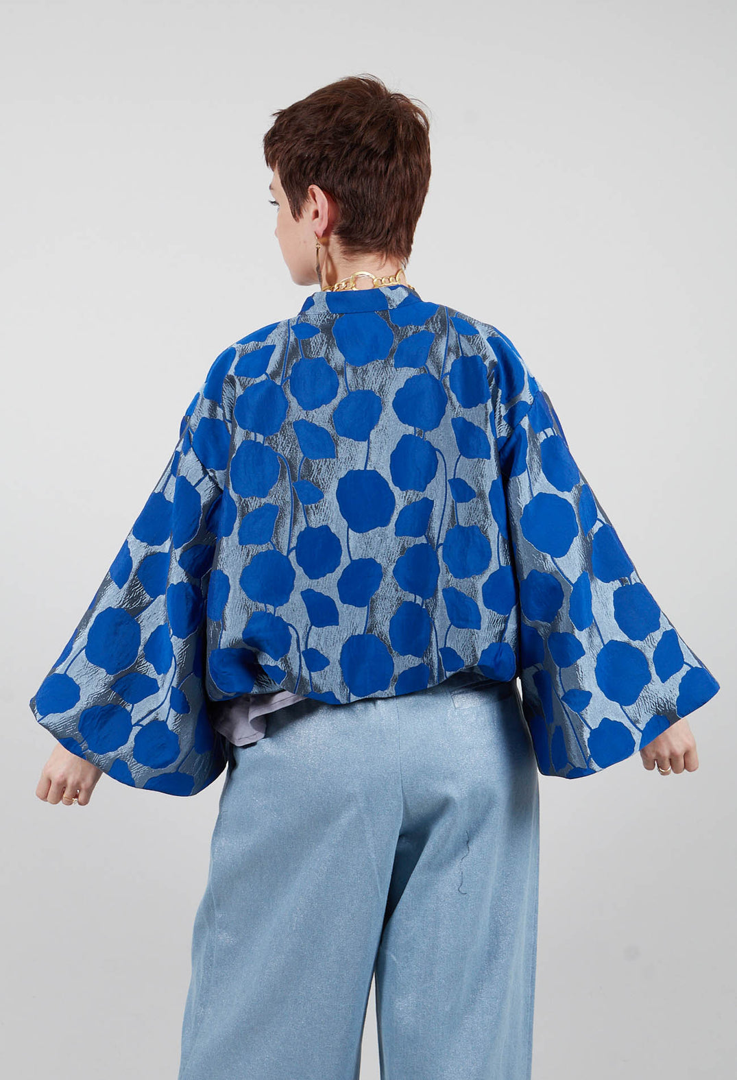 Flowerbomb Short Jacket in Blue