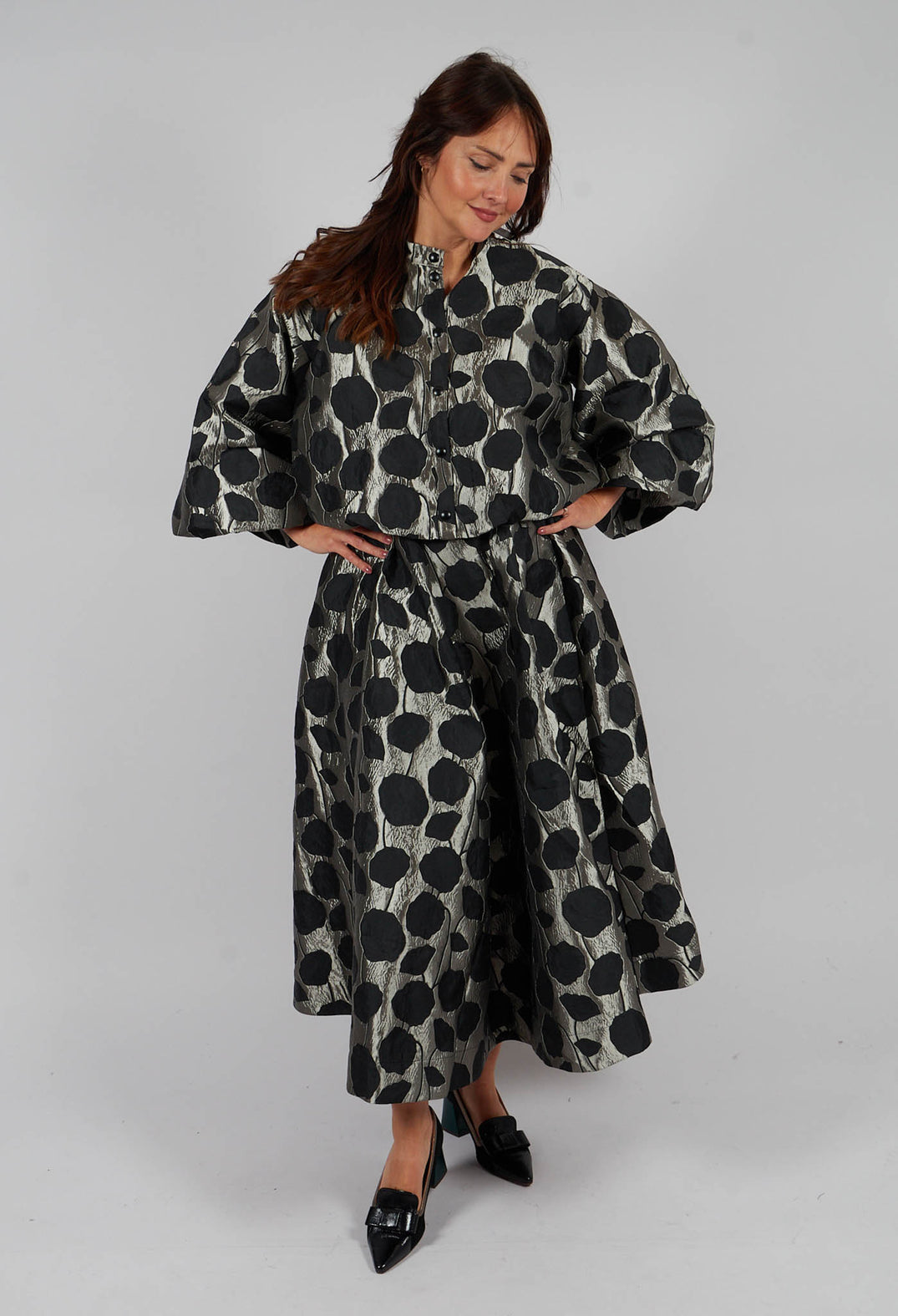 Flowerbomb Gathered Skirt in Black