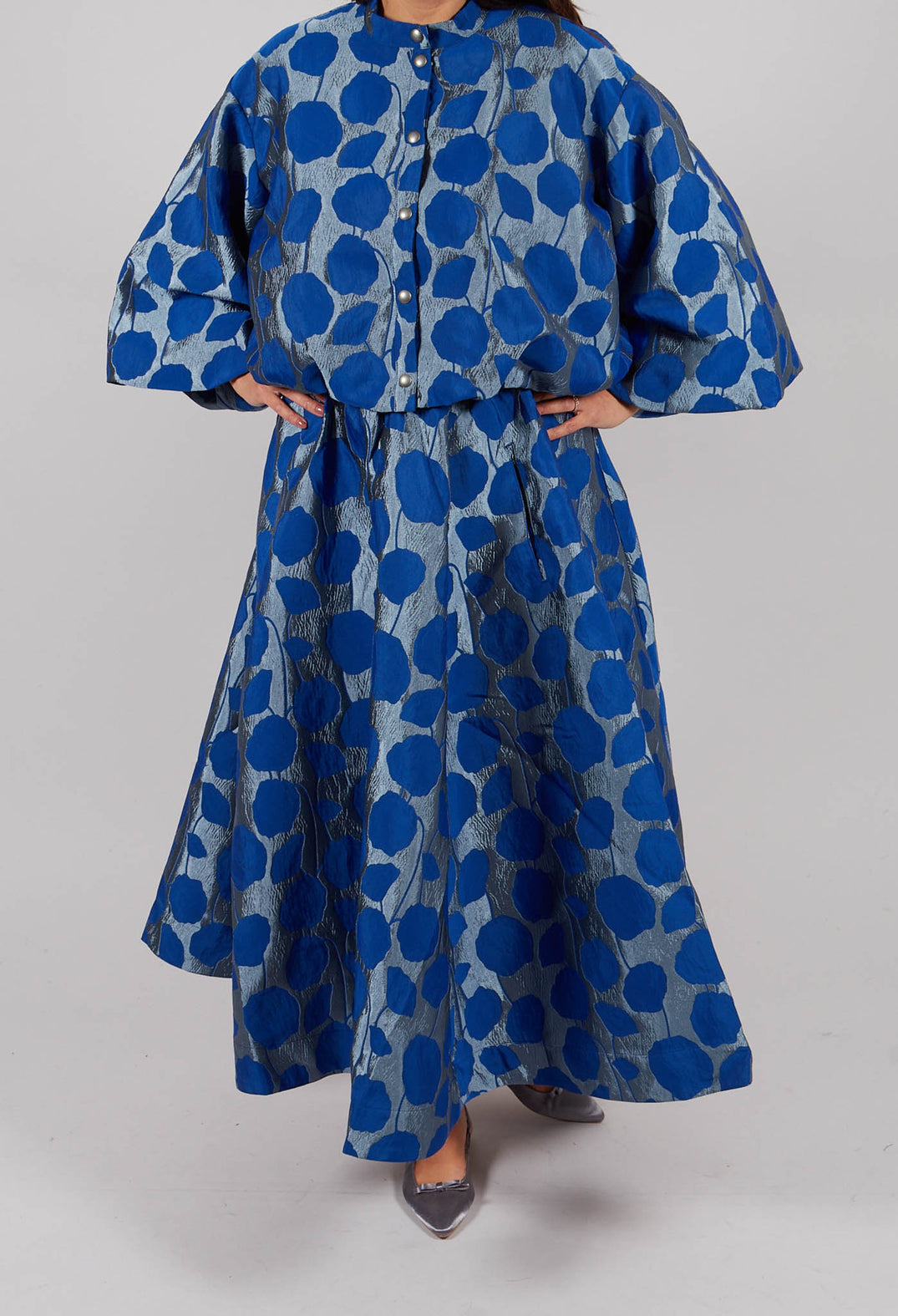 Flowerbomb Gathered Skirt in Blue