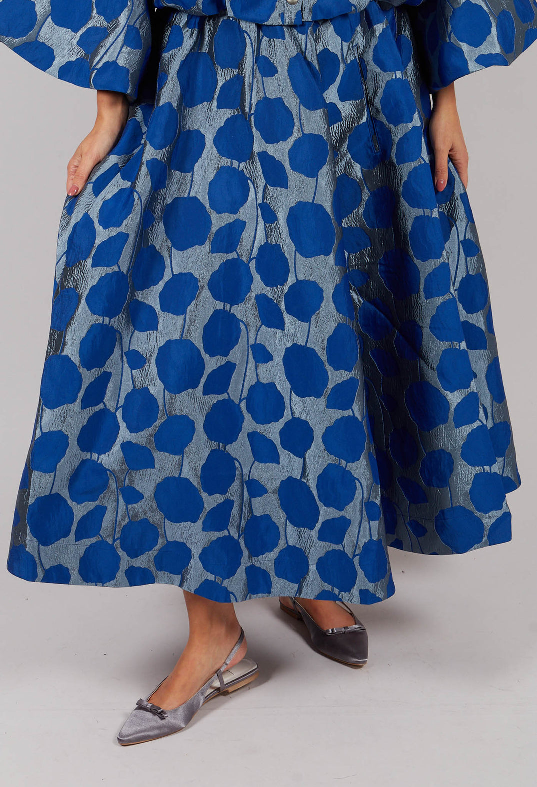Flowerbomb Gathered Skirt in Blue