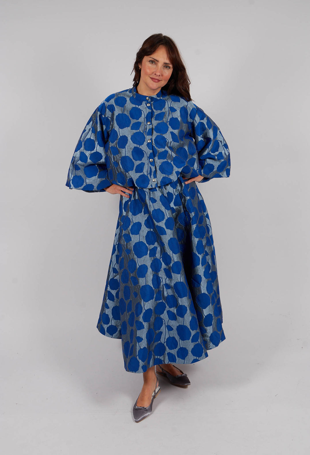 Flowerbomb Gathered Skirt in Blue