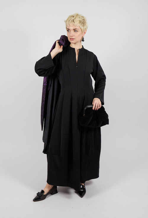 Sakura Stretch Dress with Collar in Black