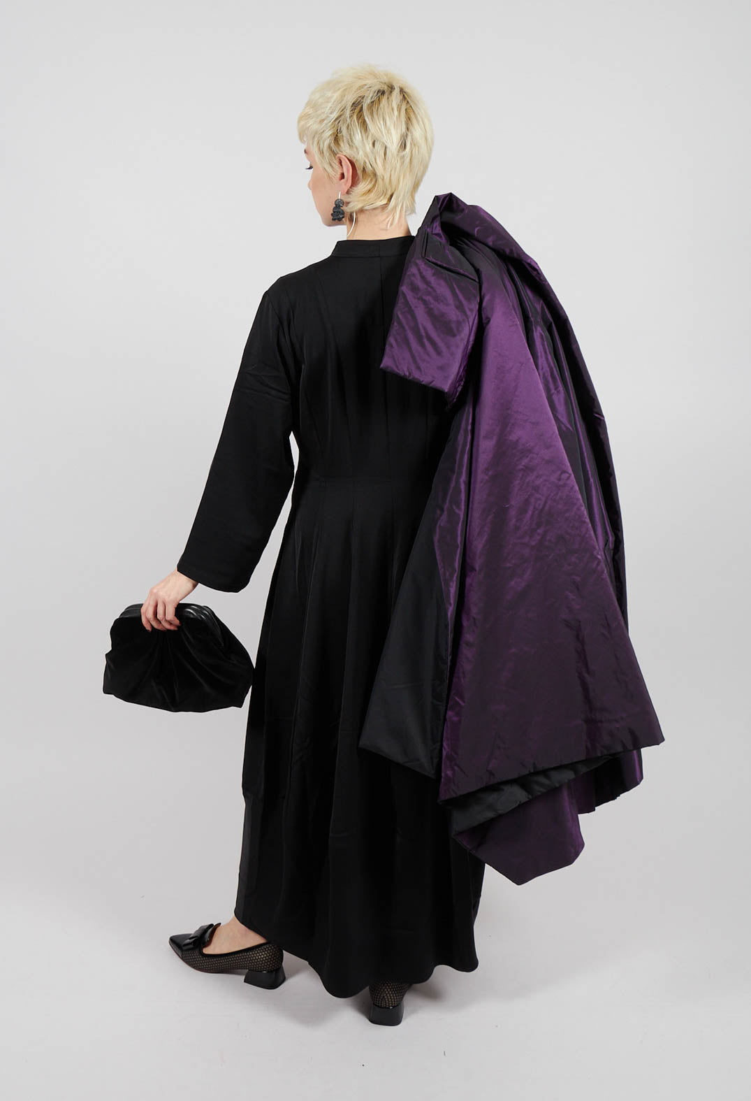 Sakura Stretch Dress with Collar in Black