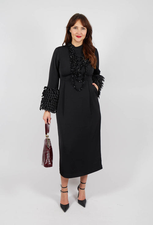 Sakura Stretch Dress with Ruffles in Black