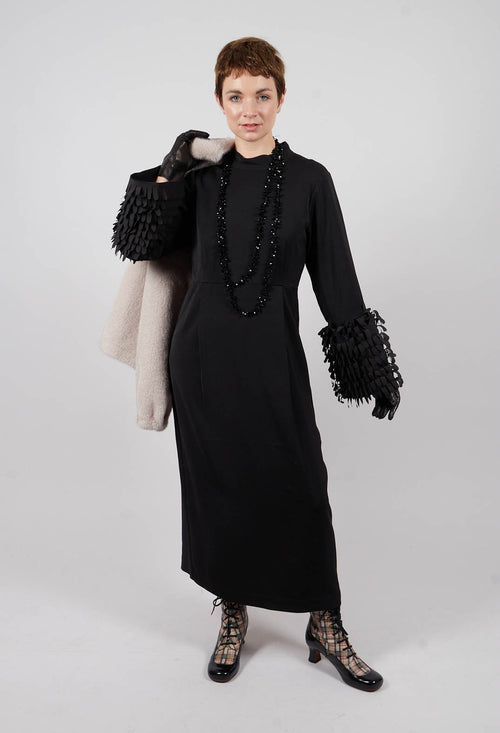 Sakura Stretch Dress with Ruffles in Black