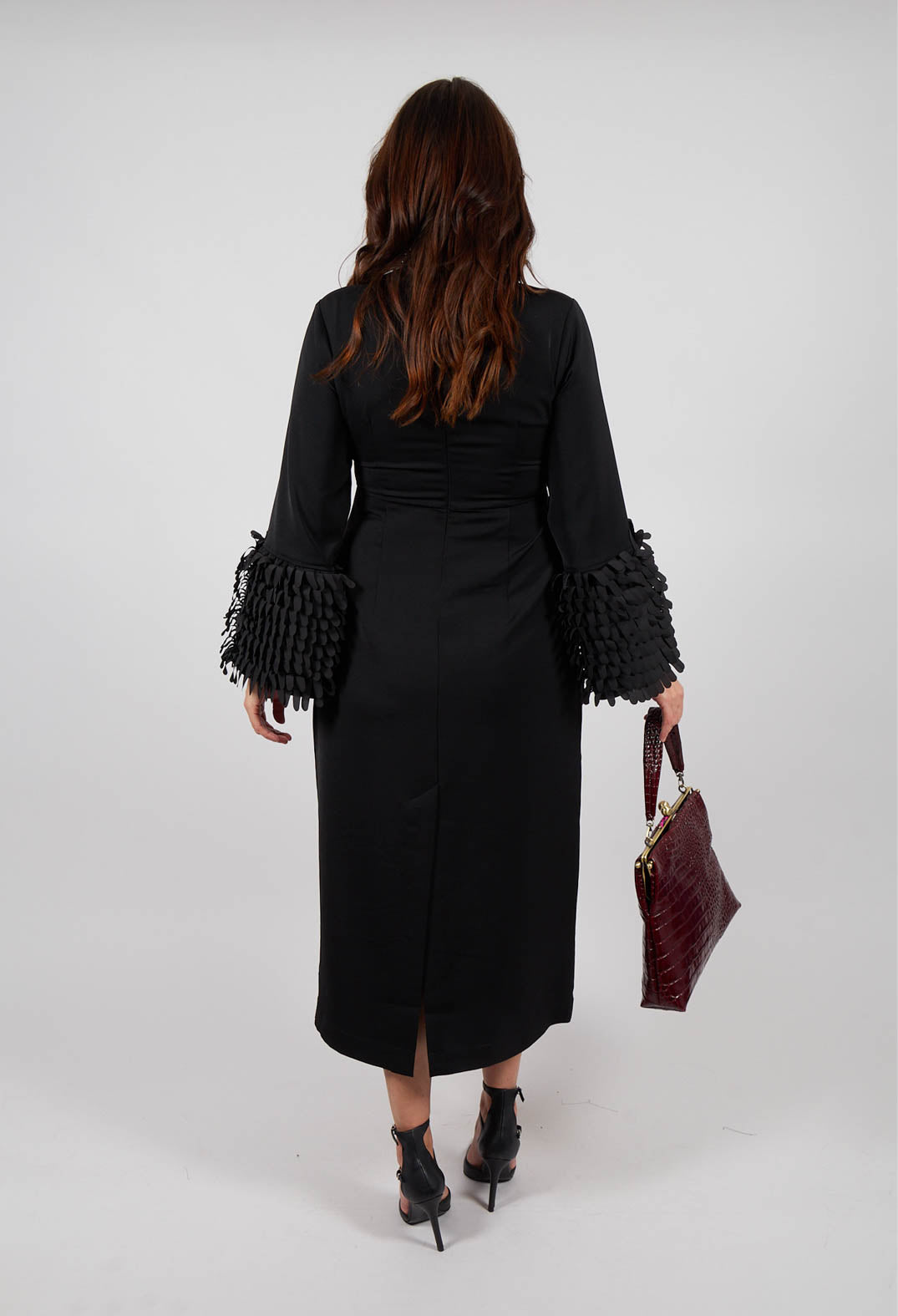 Sakura Stretch Dress with Ruffles in Black