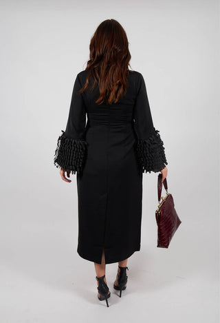 Sakura Stretch Dress with Ruffles in Black