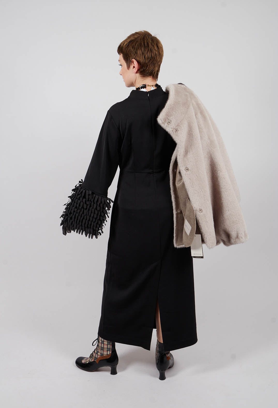 Sakura Stretch Dress with Ruffles in Black