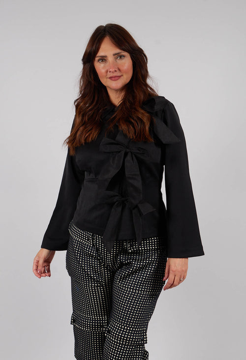 Sakura Stretch Jacket with Bows in Black
