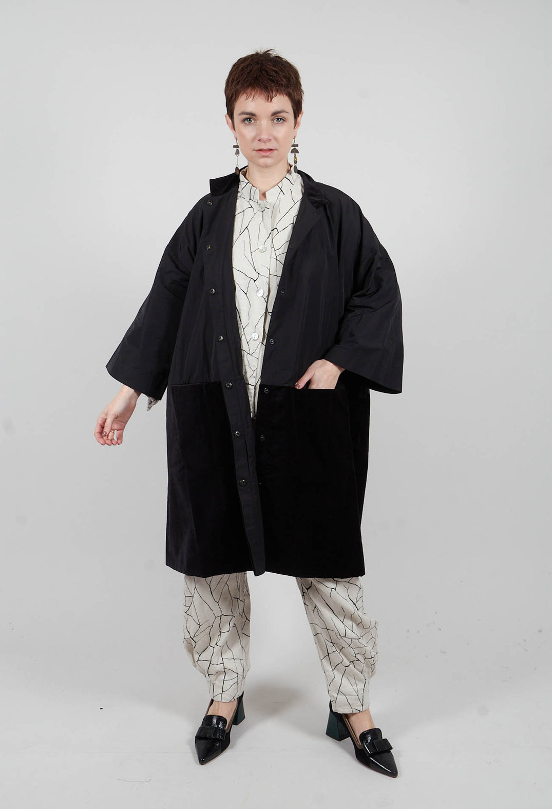 Button Through Jacket with Print in White