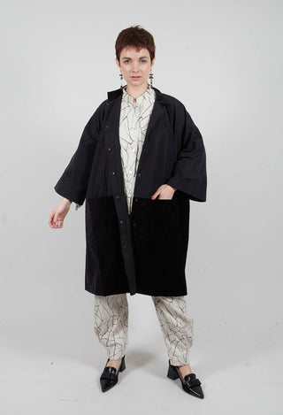 Fukkura Poplin Coat Dress in Black