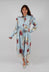 Long Sleeve Shirt Dress in Flower Print