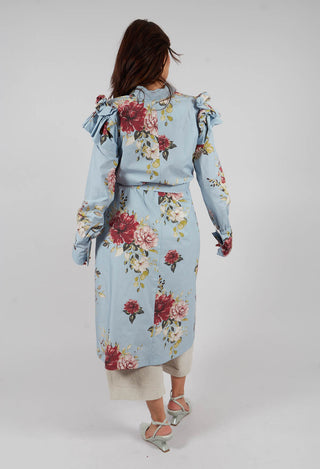 Long Sleeve Shirt Dress in Flower Print