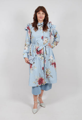 Long Sleeve Shirt Dress in Flower Print