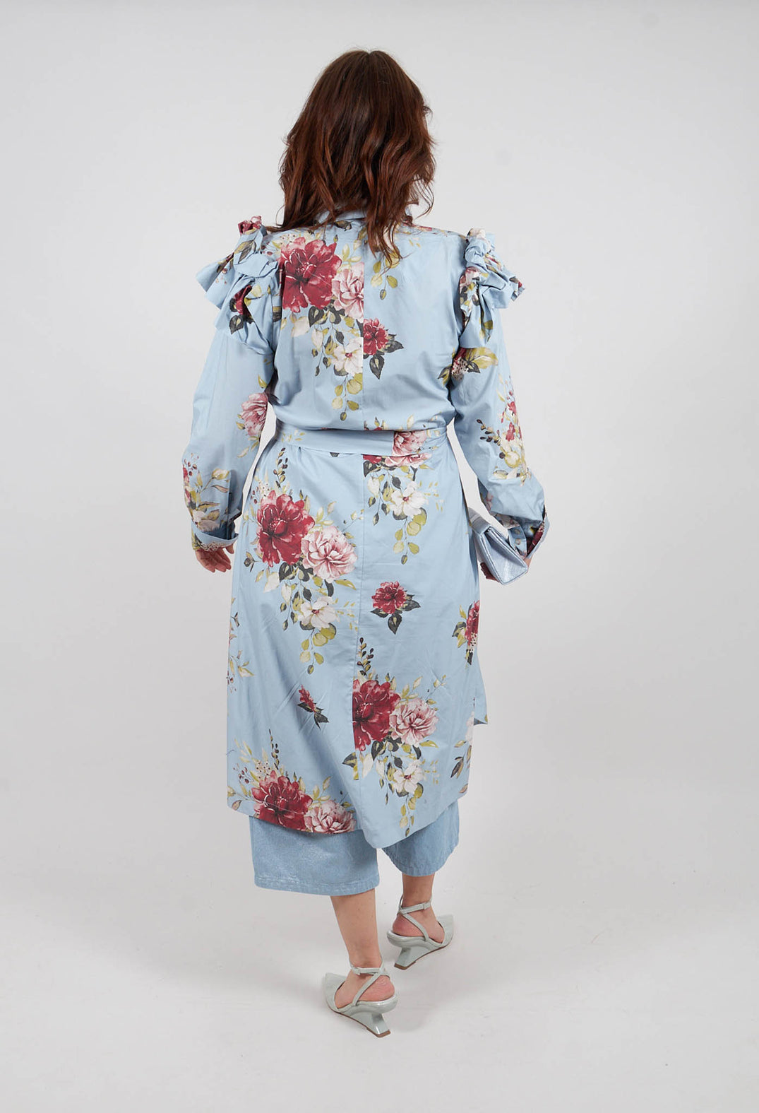 Long Sleeve Shirt Dress in Flower Print