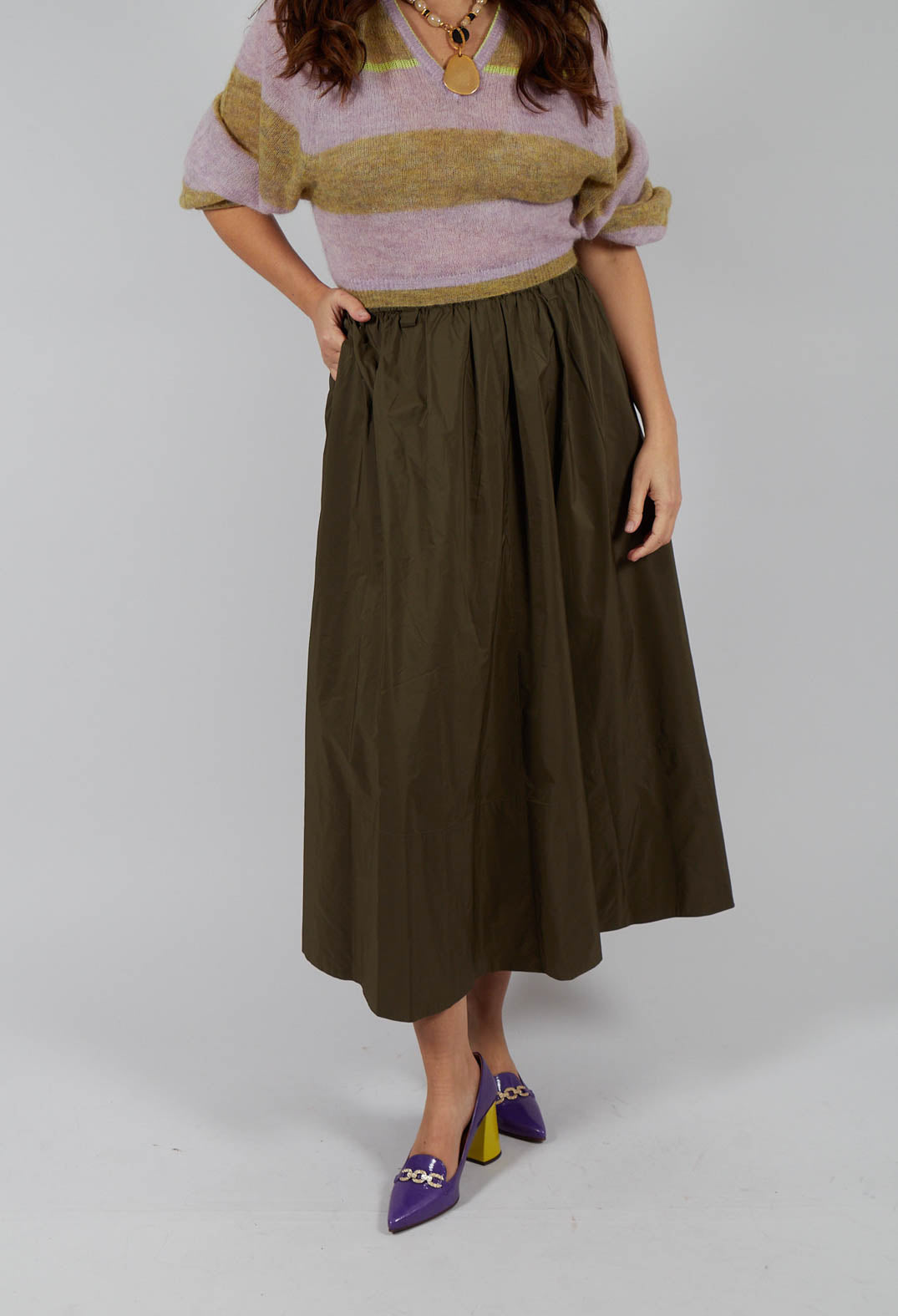 A-Line Skirt in Kaki