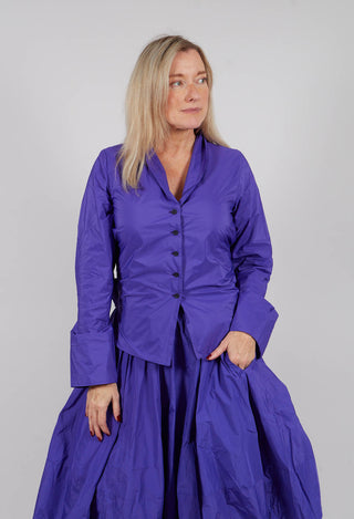 Collarless Blouse in Indigo