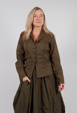 Collarless Blouse in Kaki