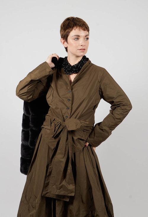 Collarless Blouse in Kaki