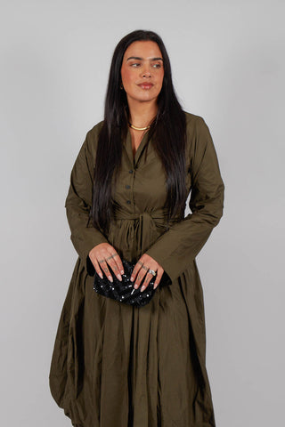 Collarless Blouse in Kaki