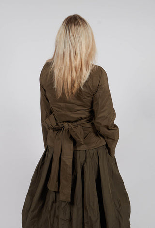 Collarless Blouse in Kaki