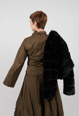 Collarless Blouse in Kaki