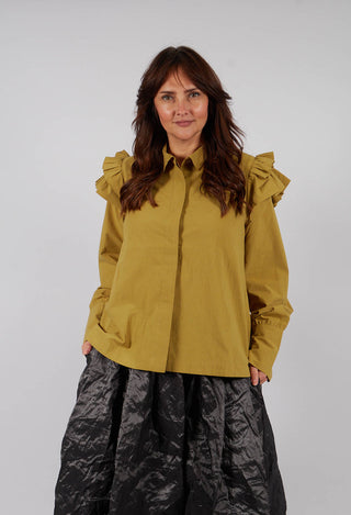 Ruffle Shoulder Top in Mustard