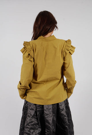 Ruffle Shoulder Top in Mustard