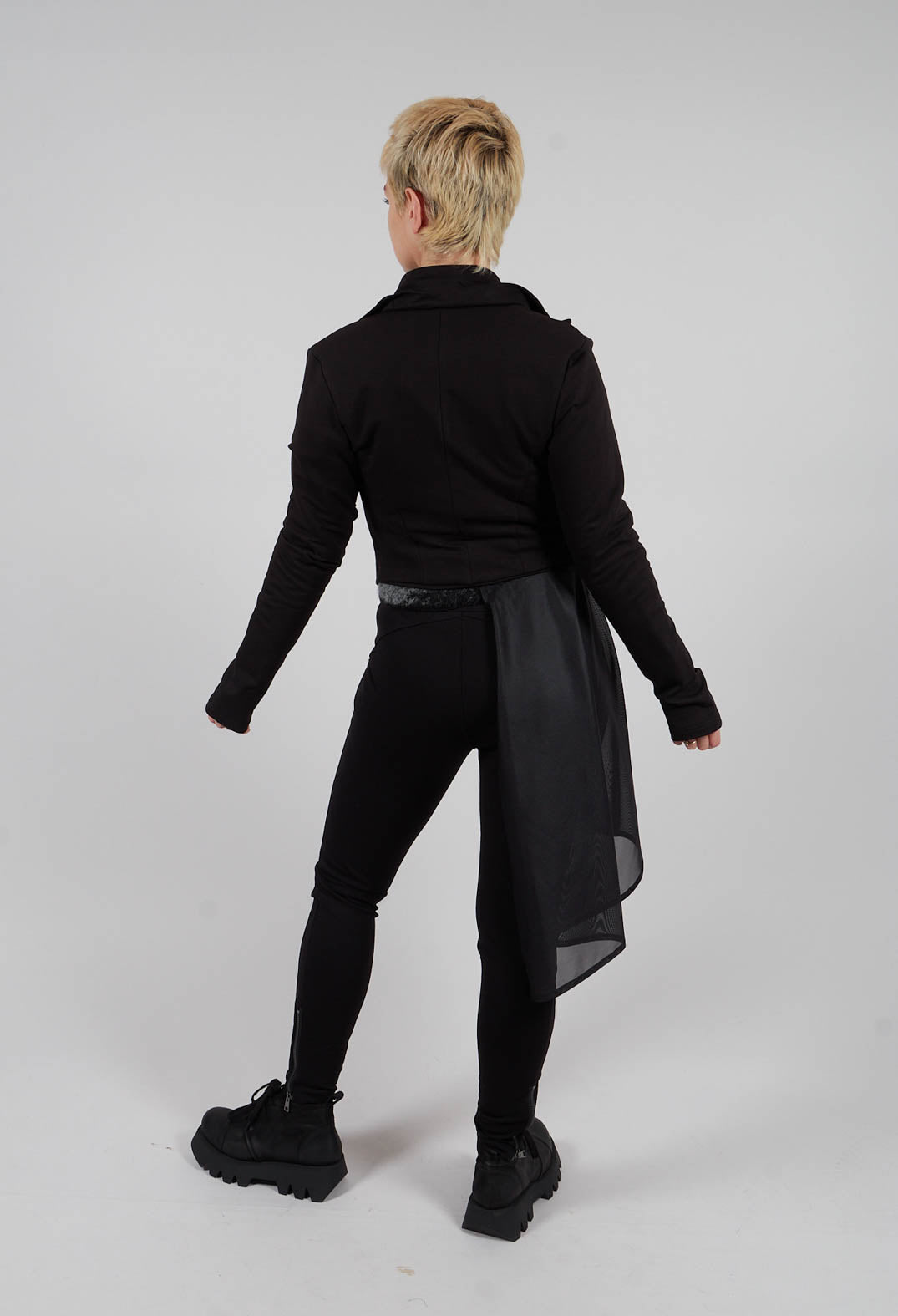 Stretch Fleece and Tulle Slim Jacket in Black