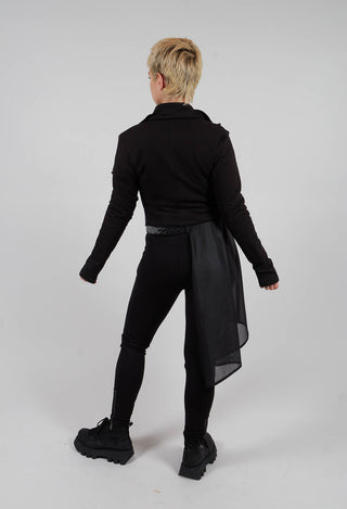 Stretch Fleece and Tulle Slim Jacket in Black