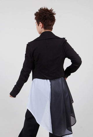 Stretch Fleece and Tulle Slim Jacket in Black
