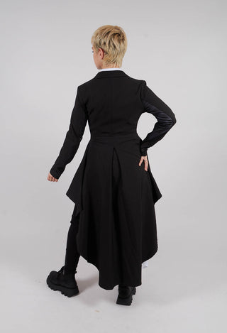 Asymmetric Stretch Techno and Tulle Jacket in Black