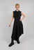Asymmetric Techno Stretch and Faux Leather Dress in Black