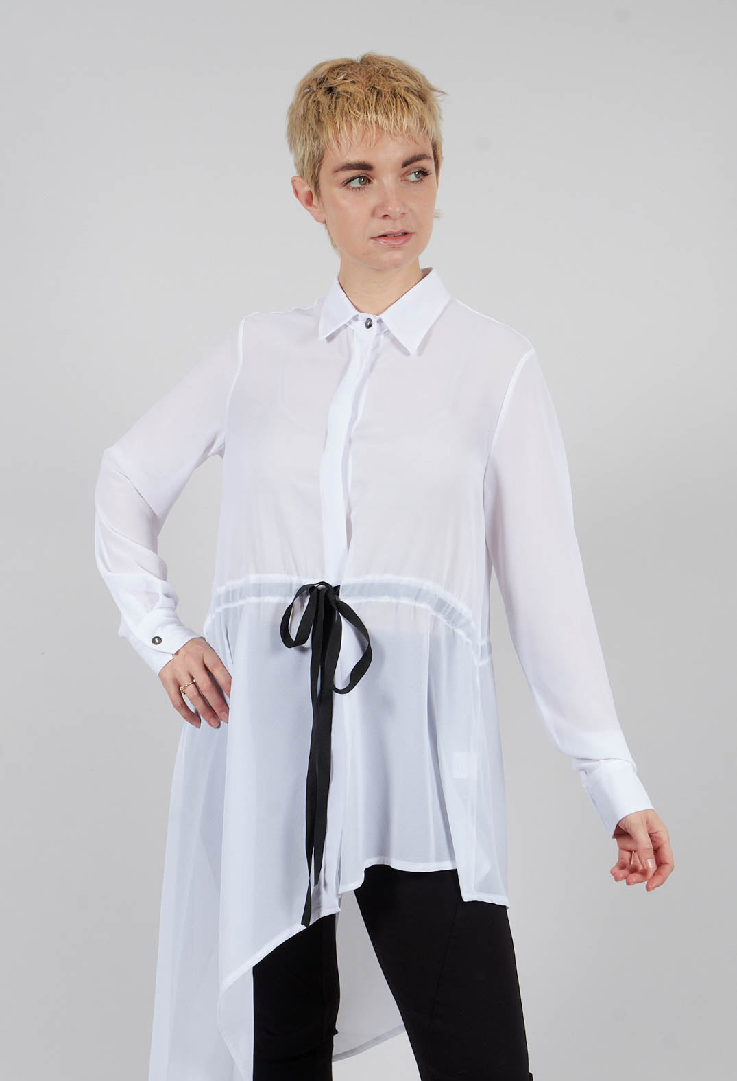 Asymmetric Georgette Shirt in White
