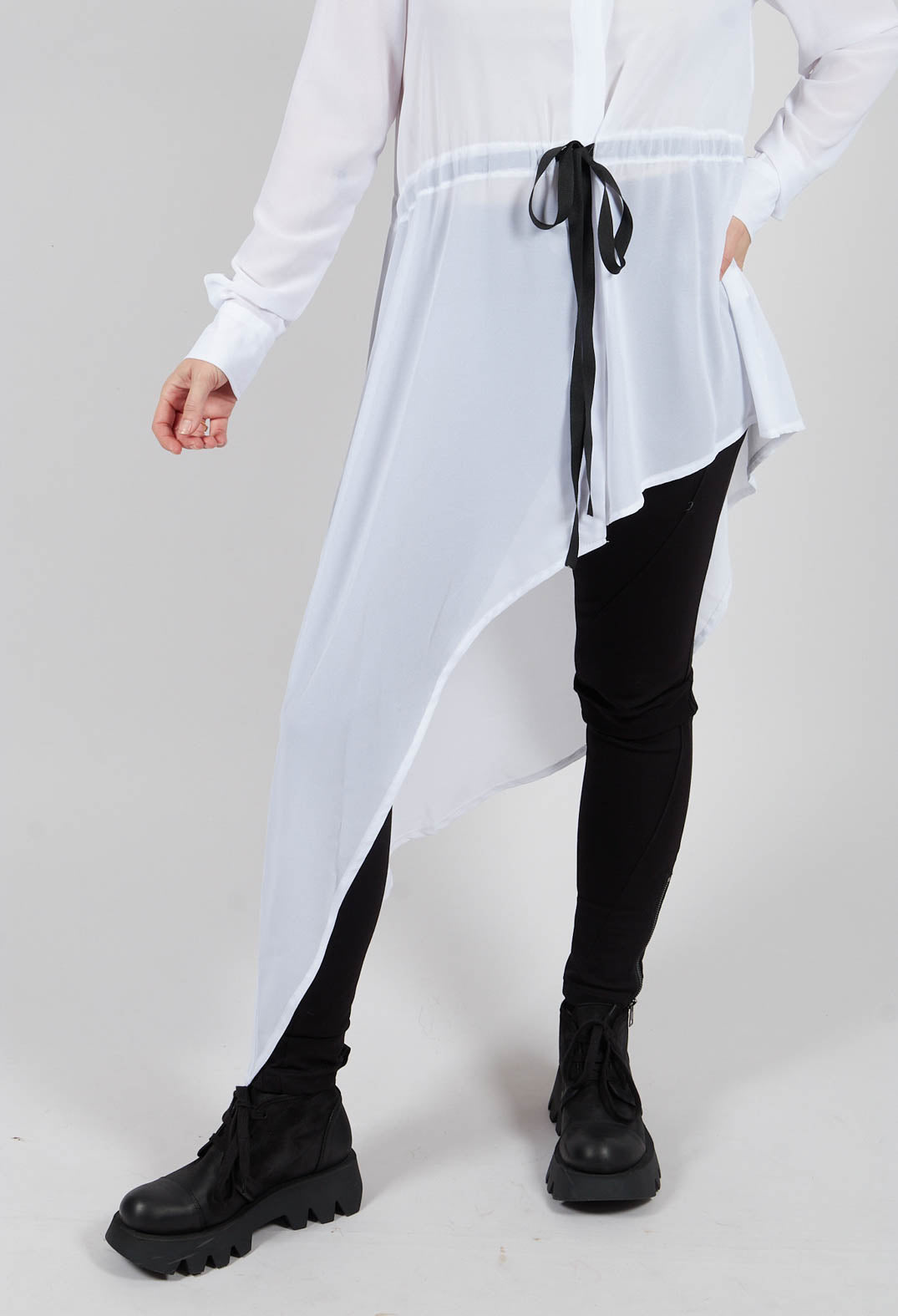 Asymmetric Georgette Shirt in White