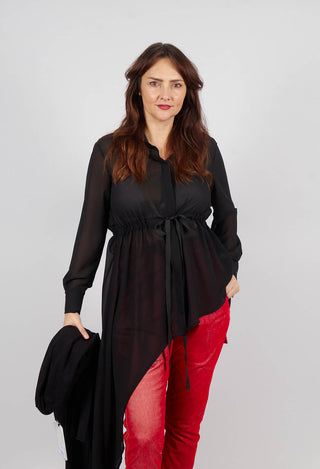 Asymmetric Georgette Shirt in Black
