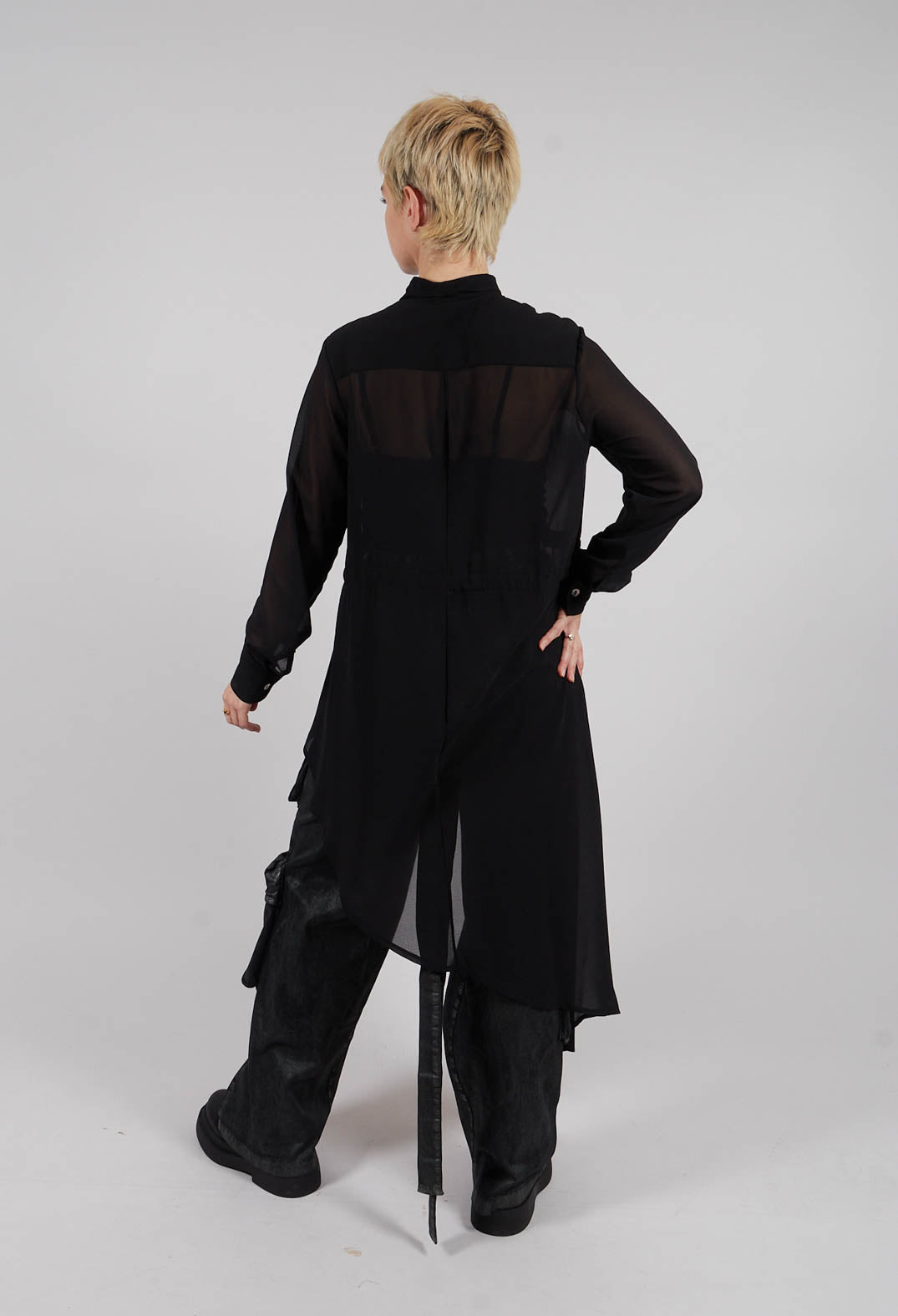 Asymmetric Georgette Shirt in Black