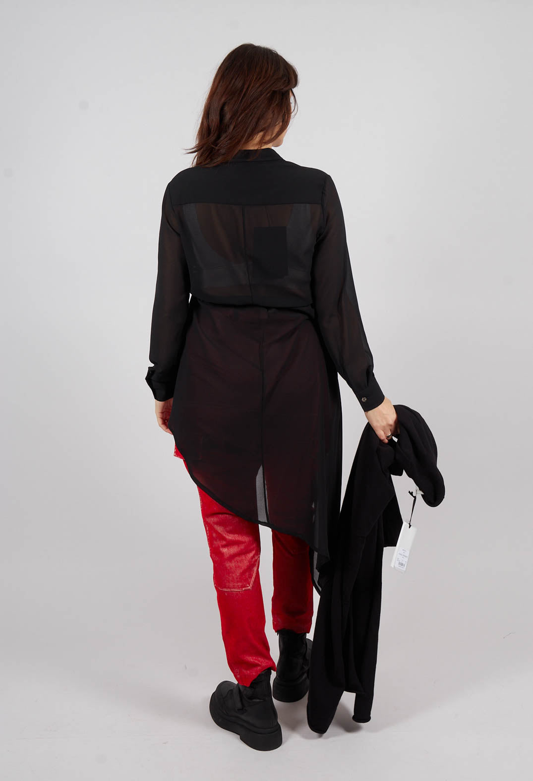 Asymmetric Georgette Shirt in Black