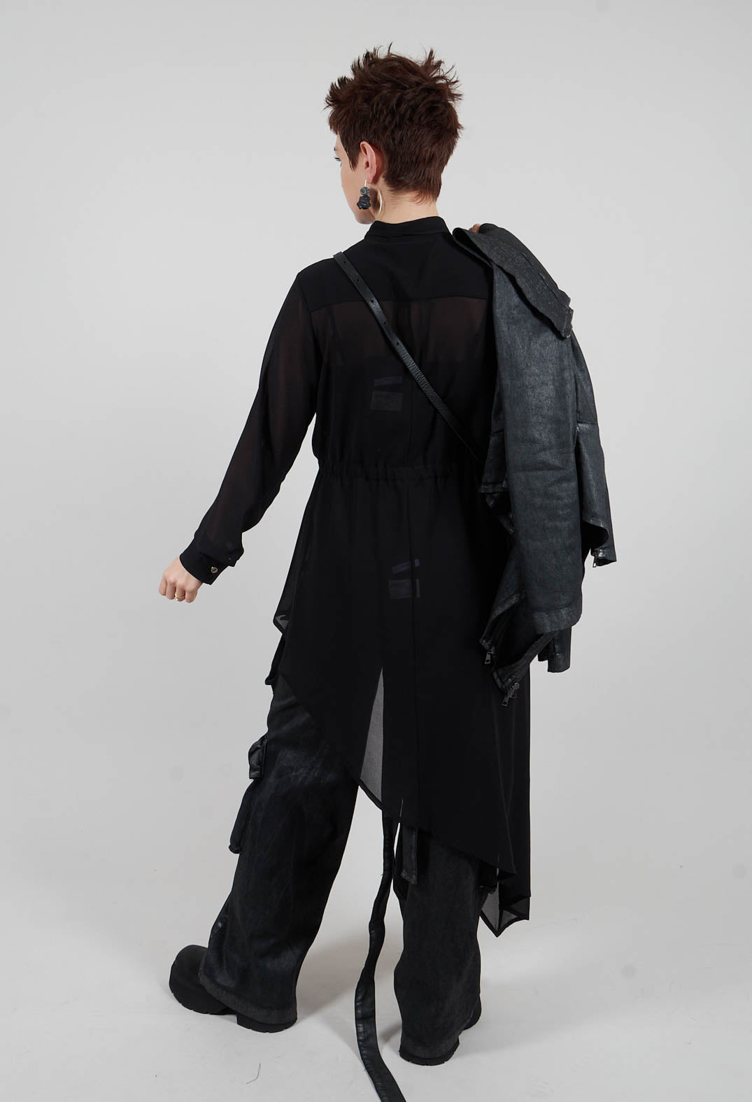 Asymmetric Georgette Shirt in Black