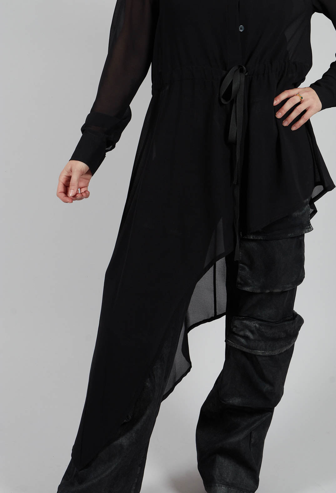 Asymmetric Georgette Shirt in Black